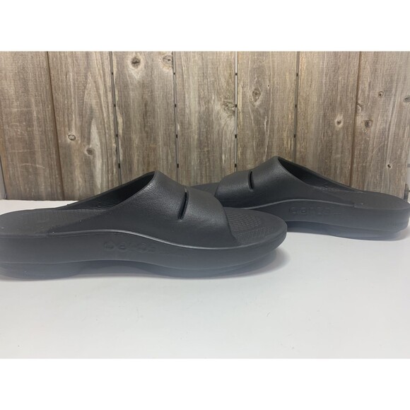 Oofos Sandals Mens 7 Womens 9 Slide Flats Slip On Rubber Black Open Toe Casual - Picture 6 of 8